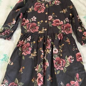 Charming Floral Kids Dress - Black and Pink